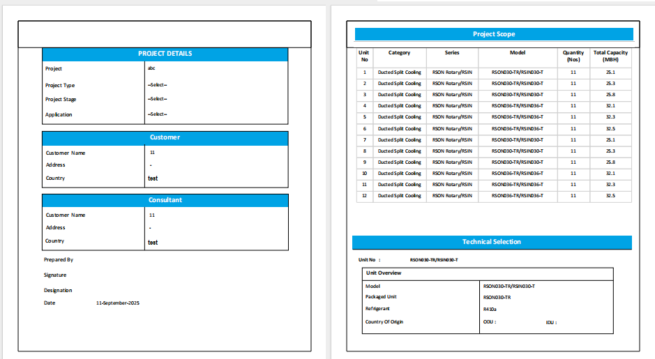 MileSoft DX selection report formatted for client submission with the selected units and their performance data.
